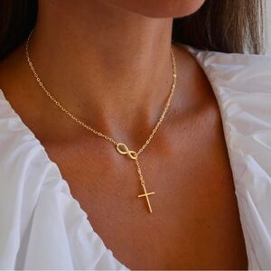 Handmade Gold Necklace for Women | Infinity Cross Pendant